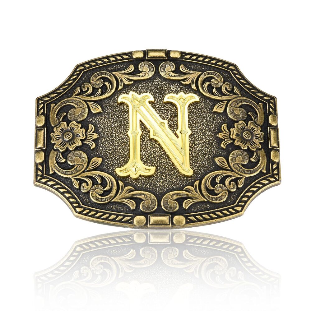 1659 Western Belt Buckle Initial Letters N Cowboy Rodeo Belt Buckles Cowboy